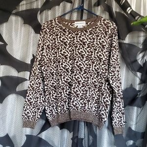 Leopard print sweater with gold thread accents